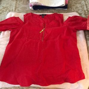 Gorgeous Red Ellen Tracy XL Open Shoulder Top
